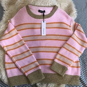 NEW !! 525 America Metallic Trim Stripe Sweater